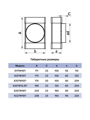 Прямоугольные соединитель 120x60 с выходом 100 тфп пвх